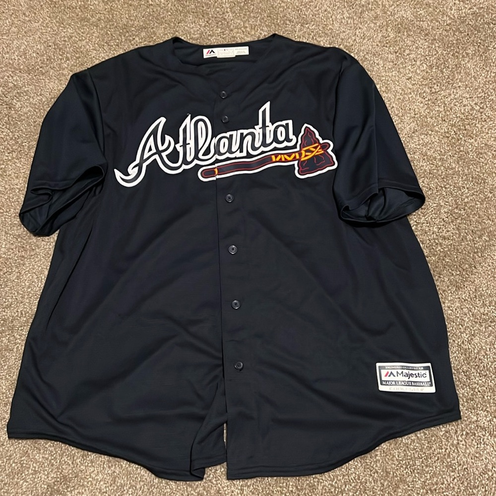 Majestic Atlanta Braves Jersey Navy Blue